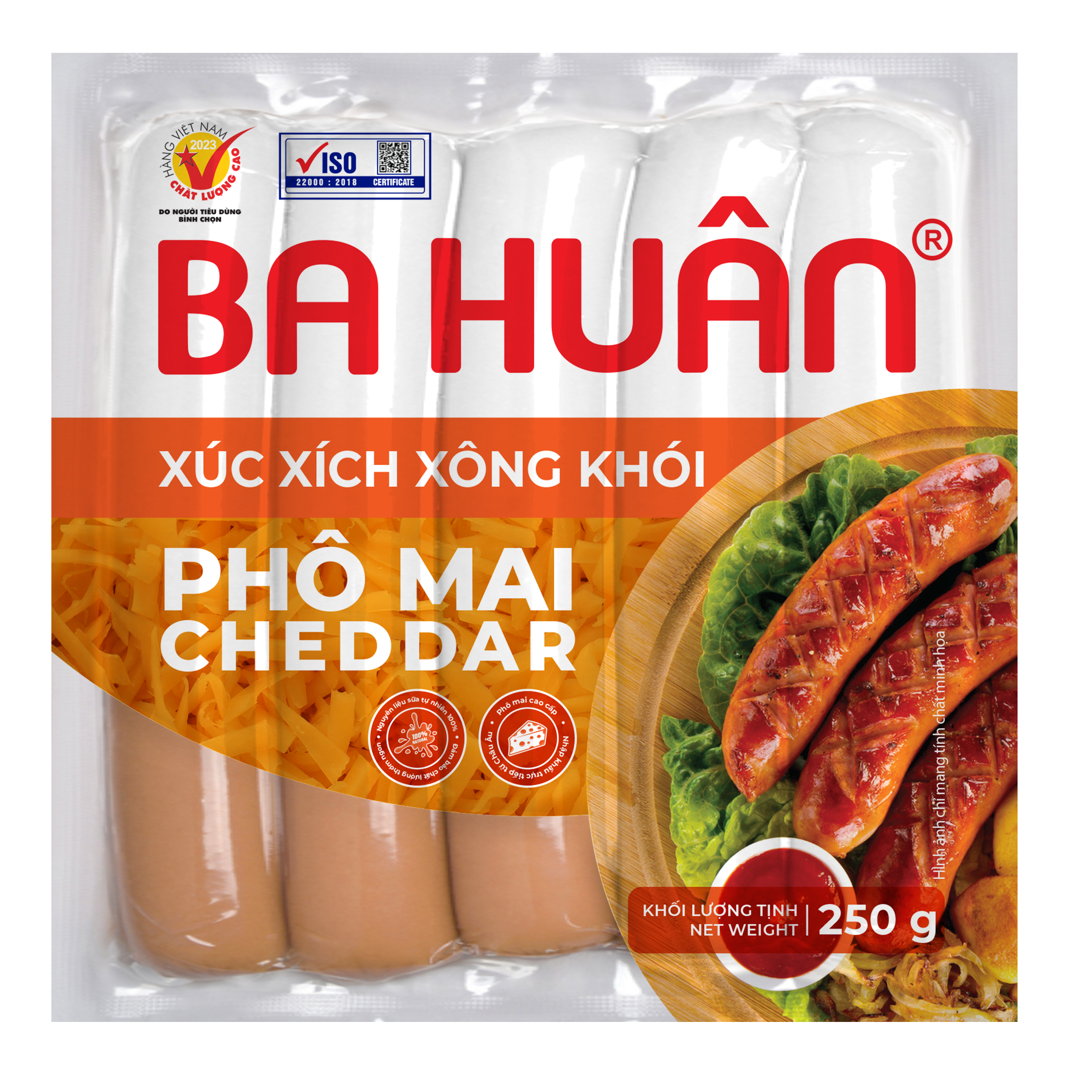 Package Sausages_Pho mai Cheddar_Mockup 250g_FA (1)