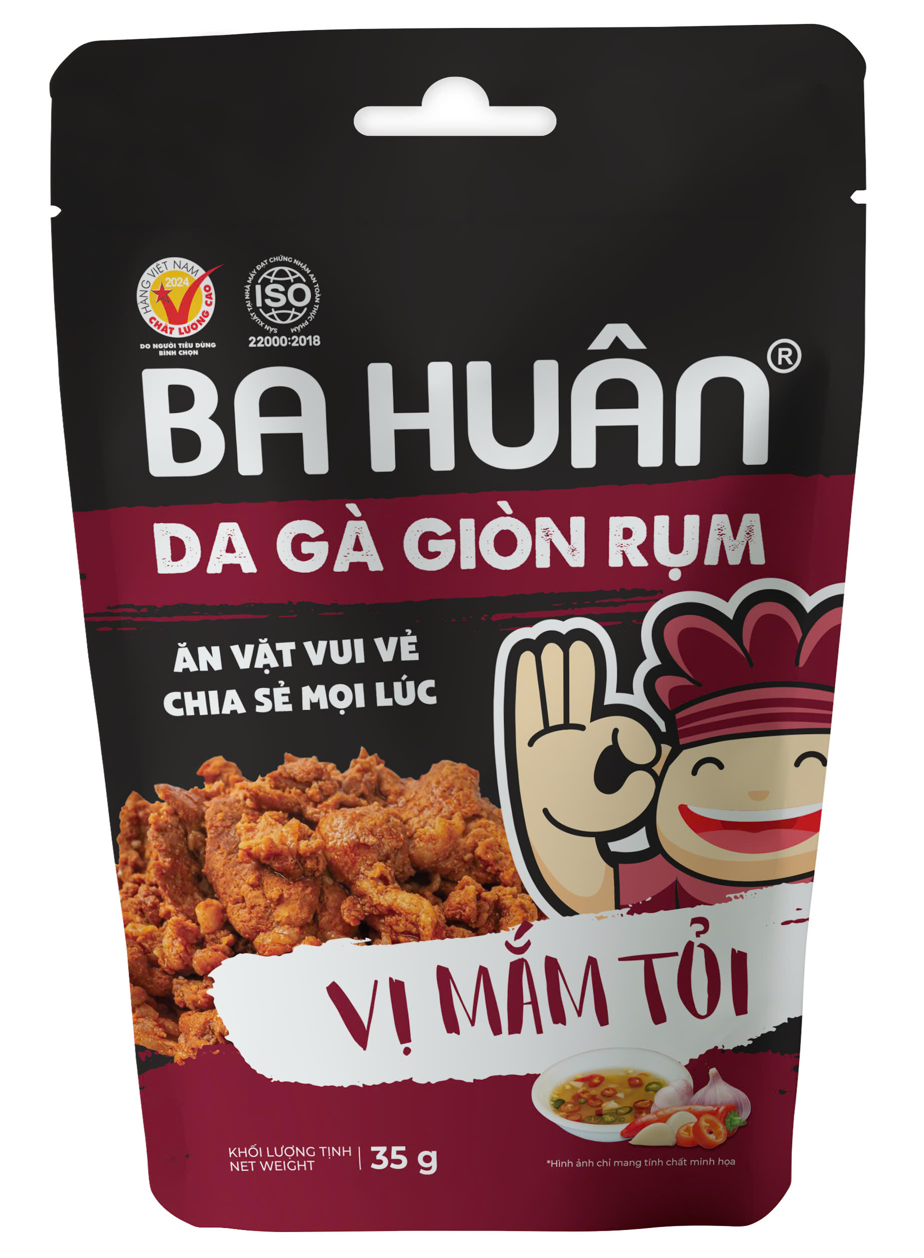 Da gà vị mắm tỏi Da gà giòn rụm Ba Huân vị mắm tỏi